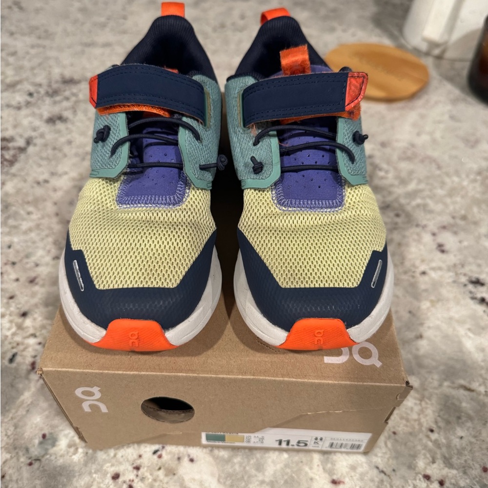 On Running Kids Sneakers in Yellow, Blue, and Orange 11.5t